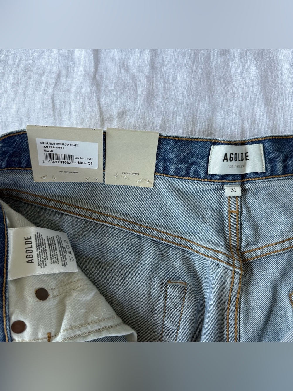 Agolde Stella High-Rise Light Denim Shorts NEW Size 31 - Picture 7 of 8